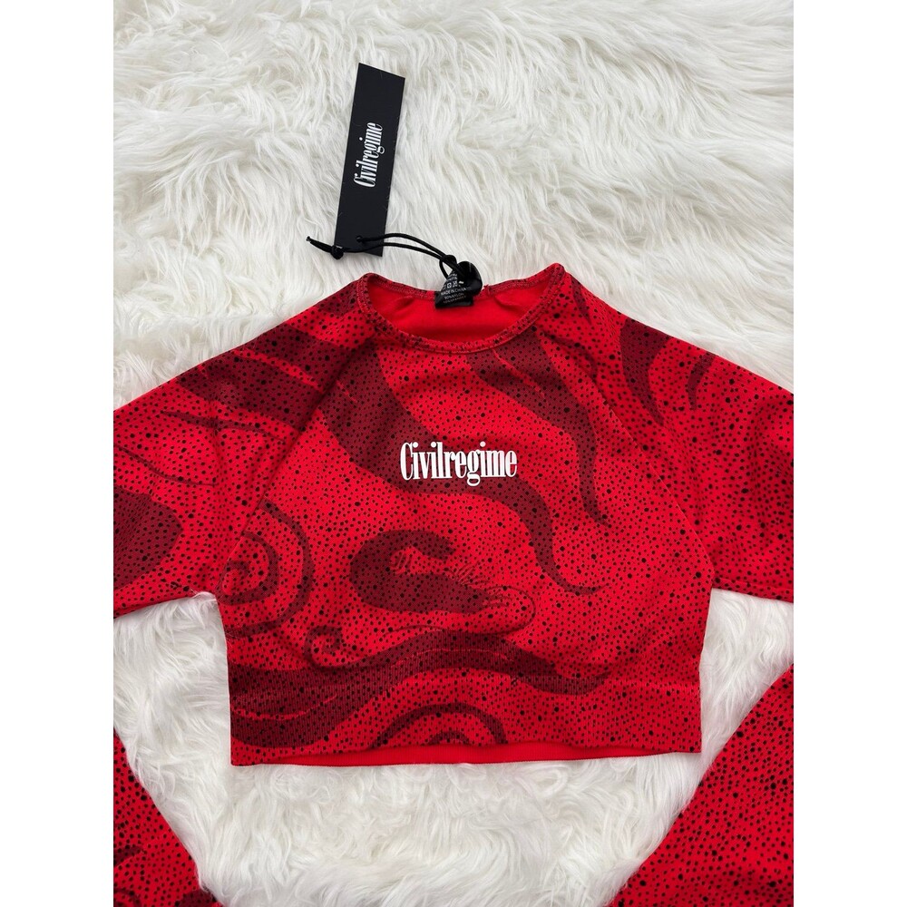 Civil Regime Red Chaos Kelly Seamless Long Sleeve Crop Top Size XS - Picture 3 of 8